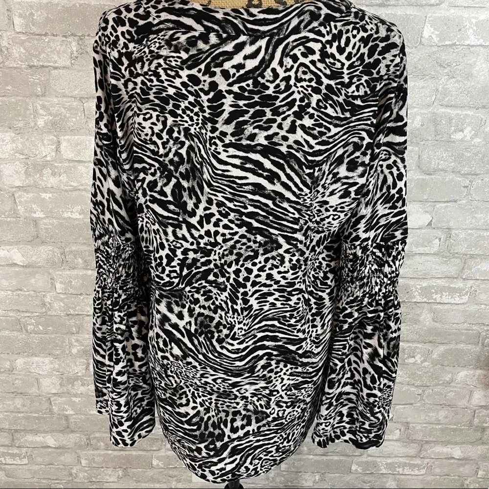 Michael Kors Animal Print Vneck Blouse